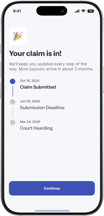 ClaimBee claim tracking view with timeline and upcoming deadlines