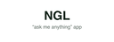 Plain text wordmark reading NGL, the “ask me anything” app — no freely licensed app logo exists