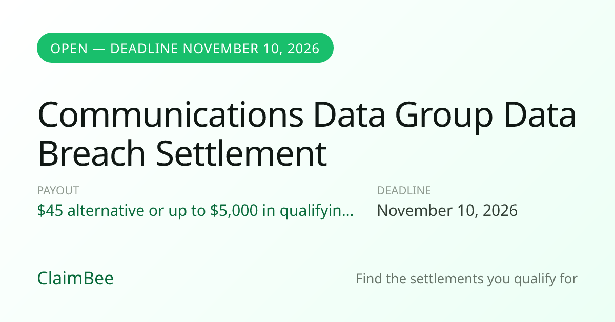 CDG Data Settlement: Claim by November 10, 2026