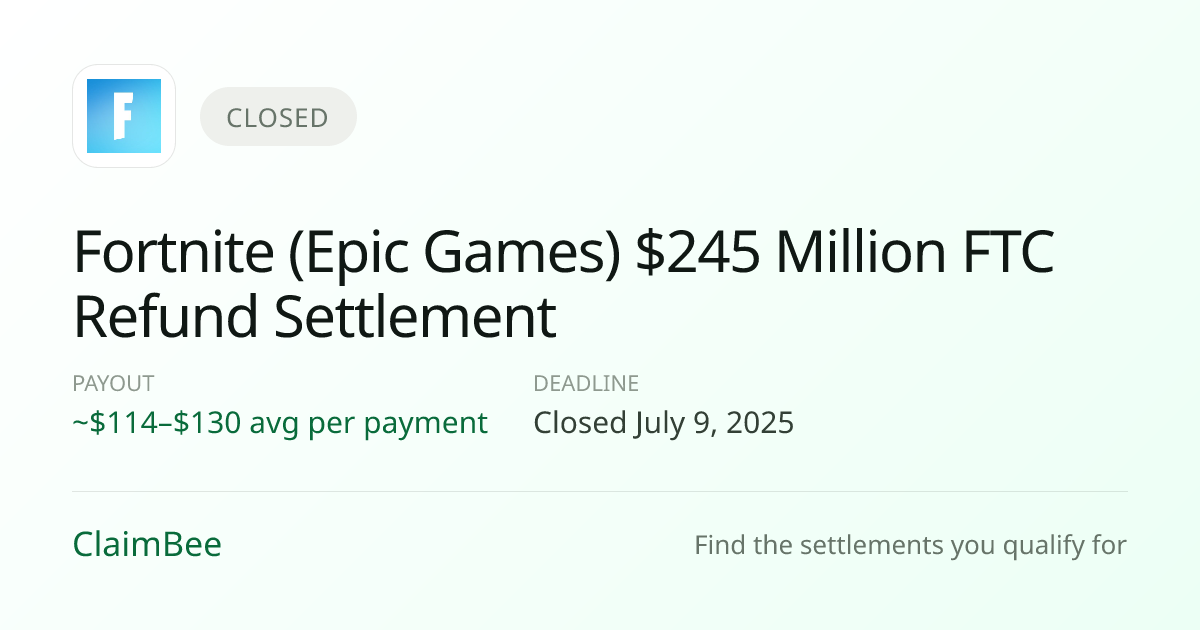 Fortnite $245M FTC Refund Settlement: Payout Status