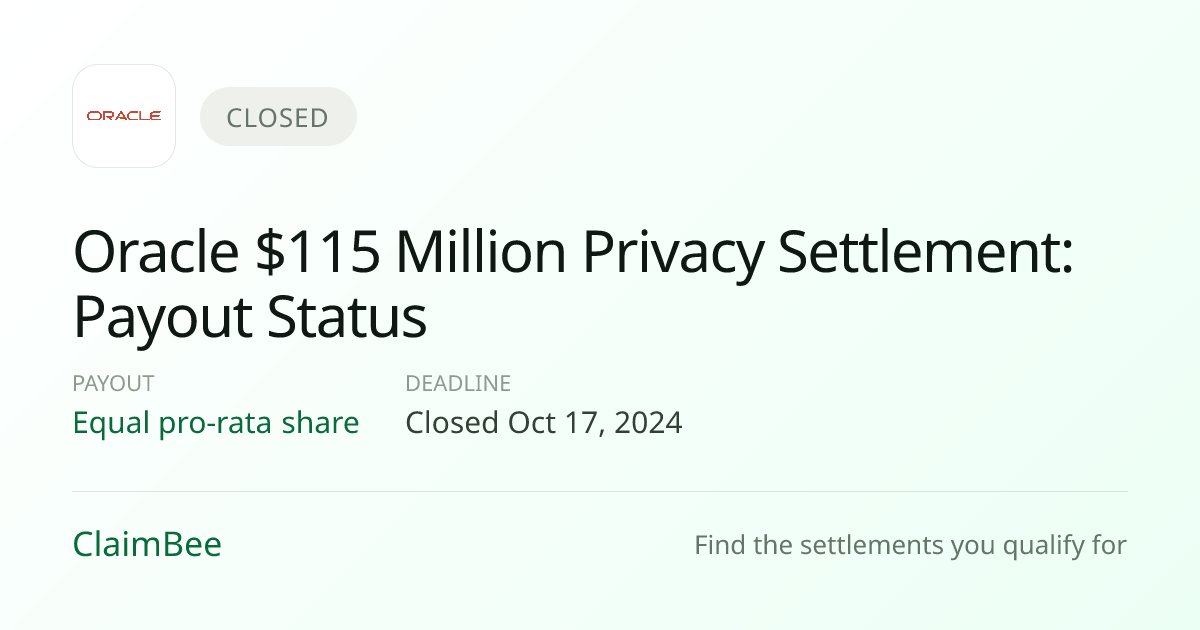 Oracle $115M Privacy Settlement: Payout Status 2026